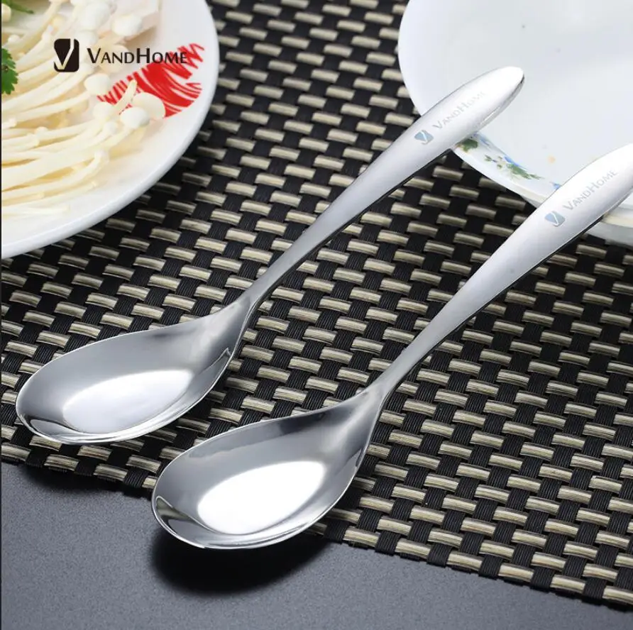 2 Pcs Vandhome 2 шт./компл. суповая ложка 304 Нержавеющая сталь обеденным столом ложки с длинной ручкой Ресторан Кухня Сервировочный набор ложек - Цвет: 2 Pcs