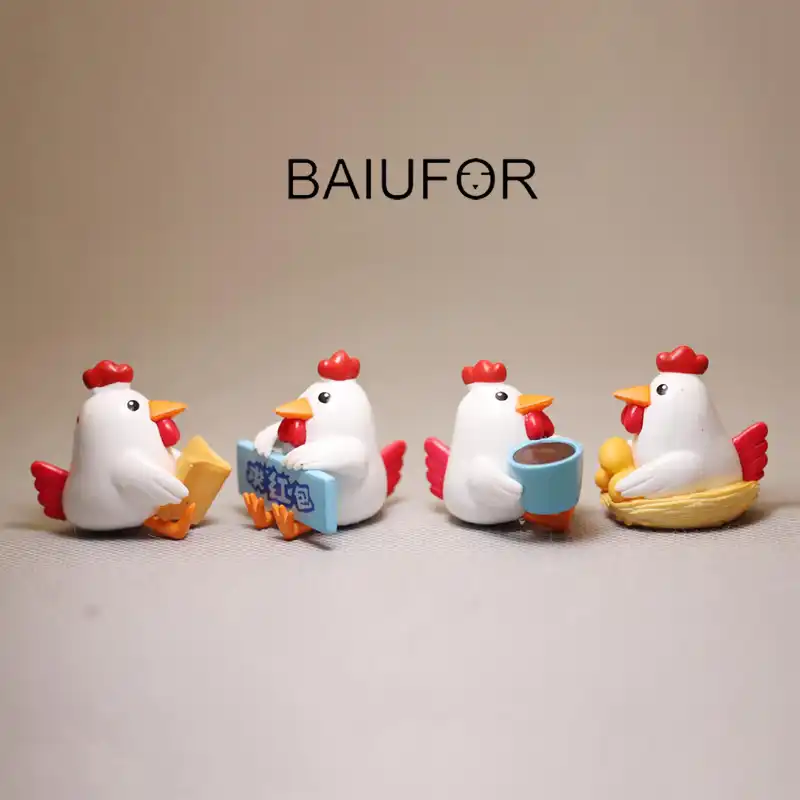BAIUFOR Animais Dos Desenhos Animados Família De Frango Galo da Galinha Pintinho Fada Do Jardim Potes Musgo Terrário Em Miniatura Figurinhas DIY Acessórios