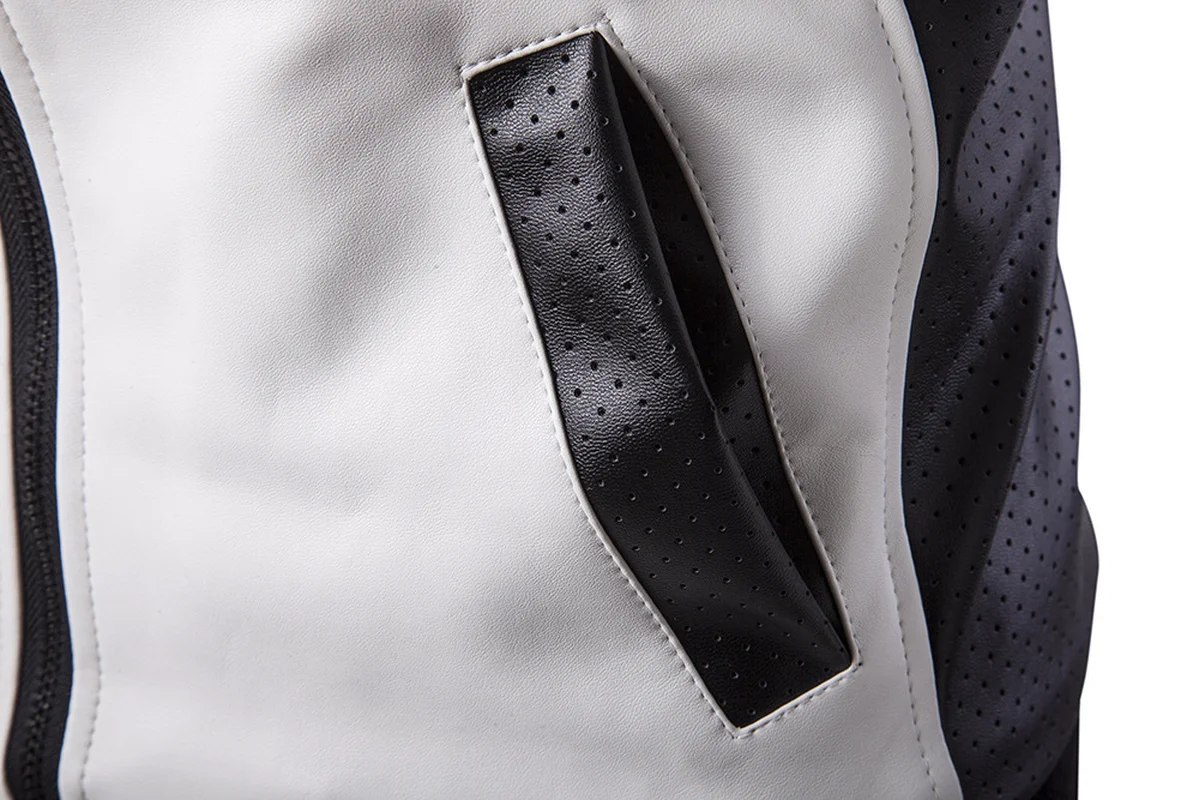 2019 New Men's Leather Collar Trend Of Black And White Color Oversized Leather Coat M-5XL 2019 New Men's Leather Collar Trend Of Black And White Color Oversized Leather Coat M-5XL