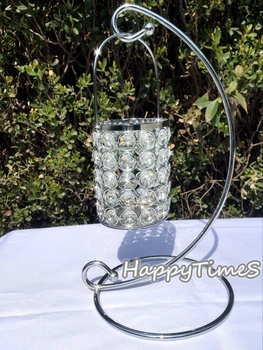 

33cm High Wedding Decoration Crystal Candlesticks Glass Hanging Candle Holders Candle Jars