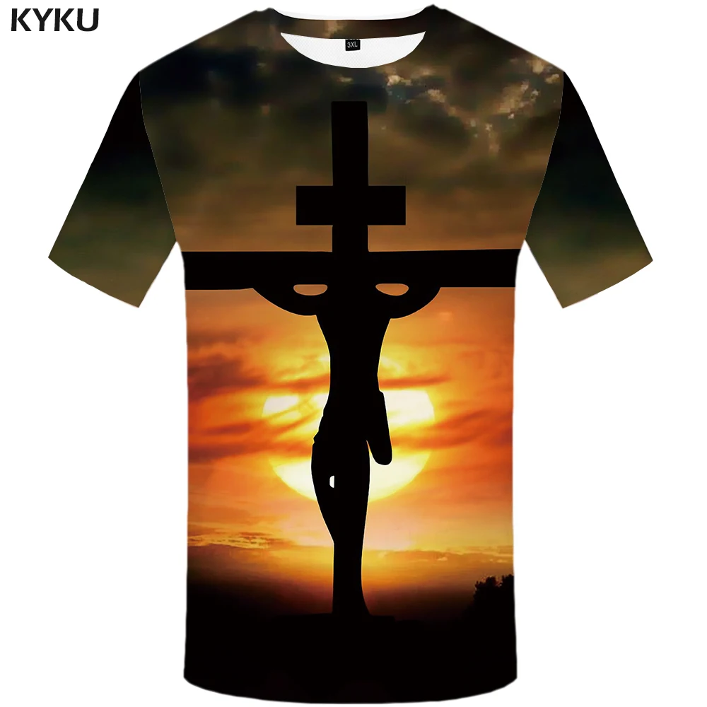 KYKU Jesus T-shirt Men Character T Shirt Hip-hop Tshirt Moon Anime Clothes Cool Funny T Shirts Gothic Mens Clothing 2018 Summer