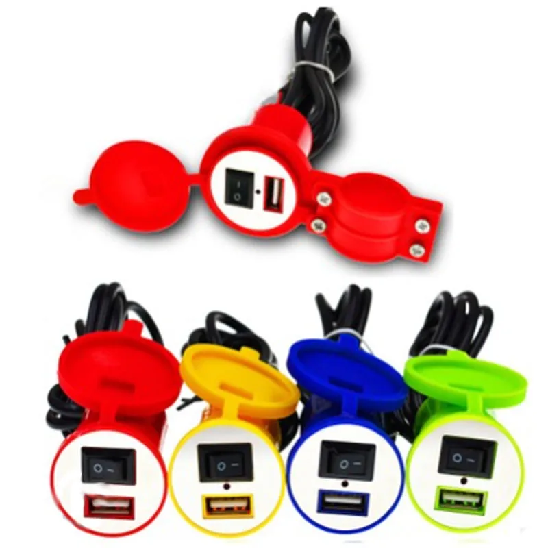 

Motorcycle USB Charger with Switch Waterproof USB Scooter Modified Mobile Charger 12V