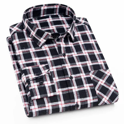 Мужская Стильная клетчатая рубашка с длинным рукавом и карманом на груди, облегающая Повседневная фланелевая рубашка - Цвет: XDM26