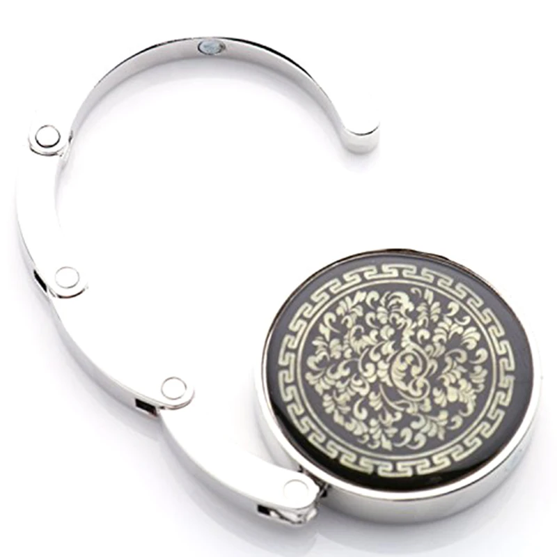 

bag Hook Bag Holder Foldable Hook for Handbag, Round Vintage Flower Pattern