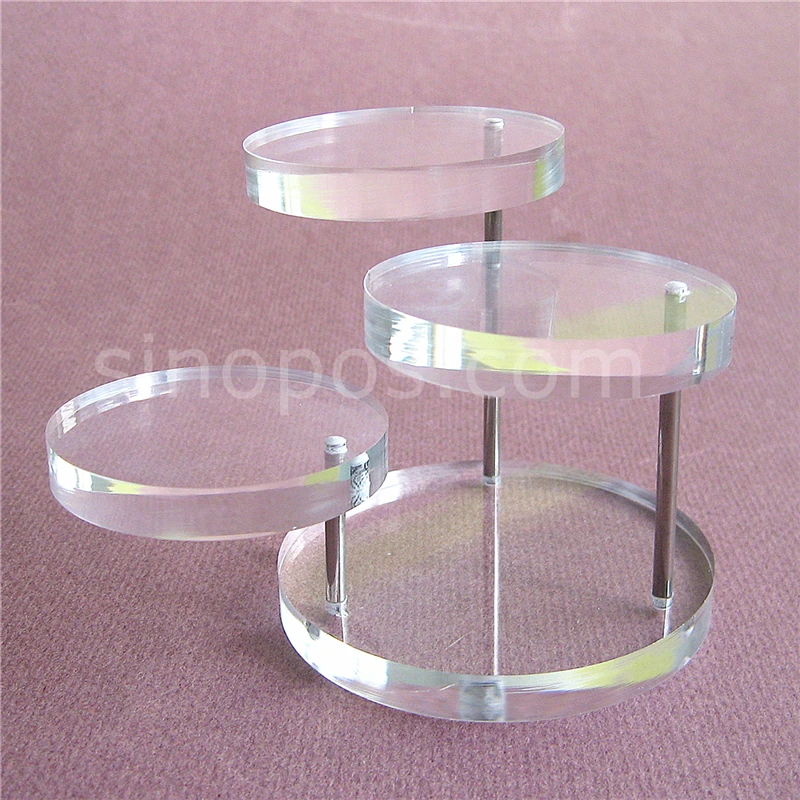 

3 Step Riser Display Stand Multi Acrylic Swivel Circles, coin pendant ear rings rack pedestal jewelry accessories bracket holder