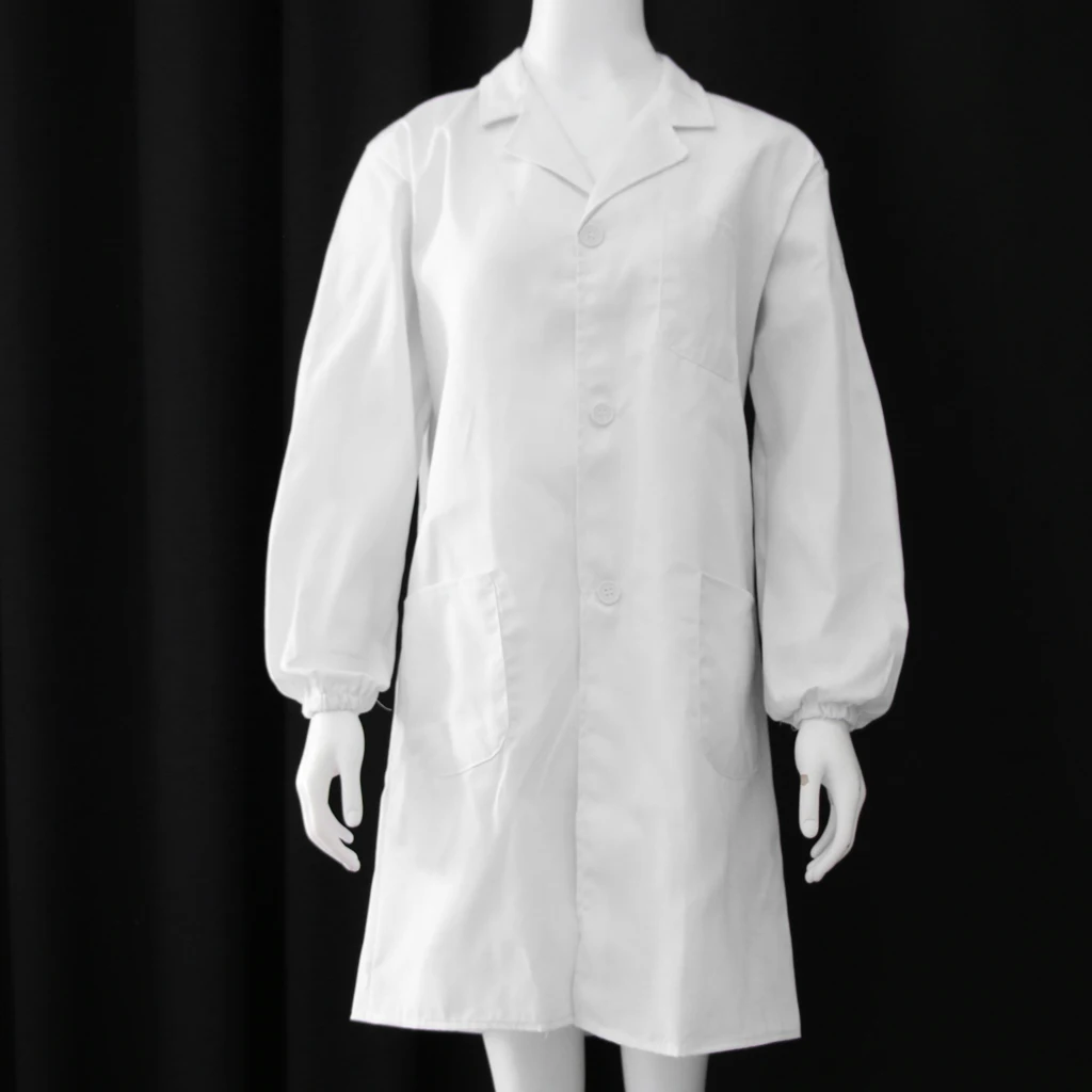 Унисекс с длинным рукавом белый скраб пальто медицинский доктор униформа медсестры, отлично подходит для студентов и профессионалов в лаборатории