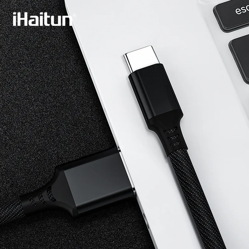 IHaitun 5A Тип C USB кабель для huawei Коврики 20 P20 Honor 10 Xiaomi Redmi Note 7 Pro кабель USB 3,1 Зарядное устройство провода шнура данных супер C - Цвет: Черный