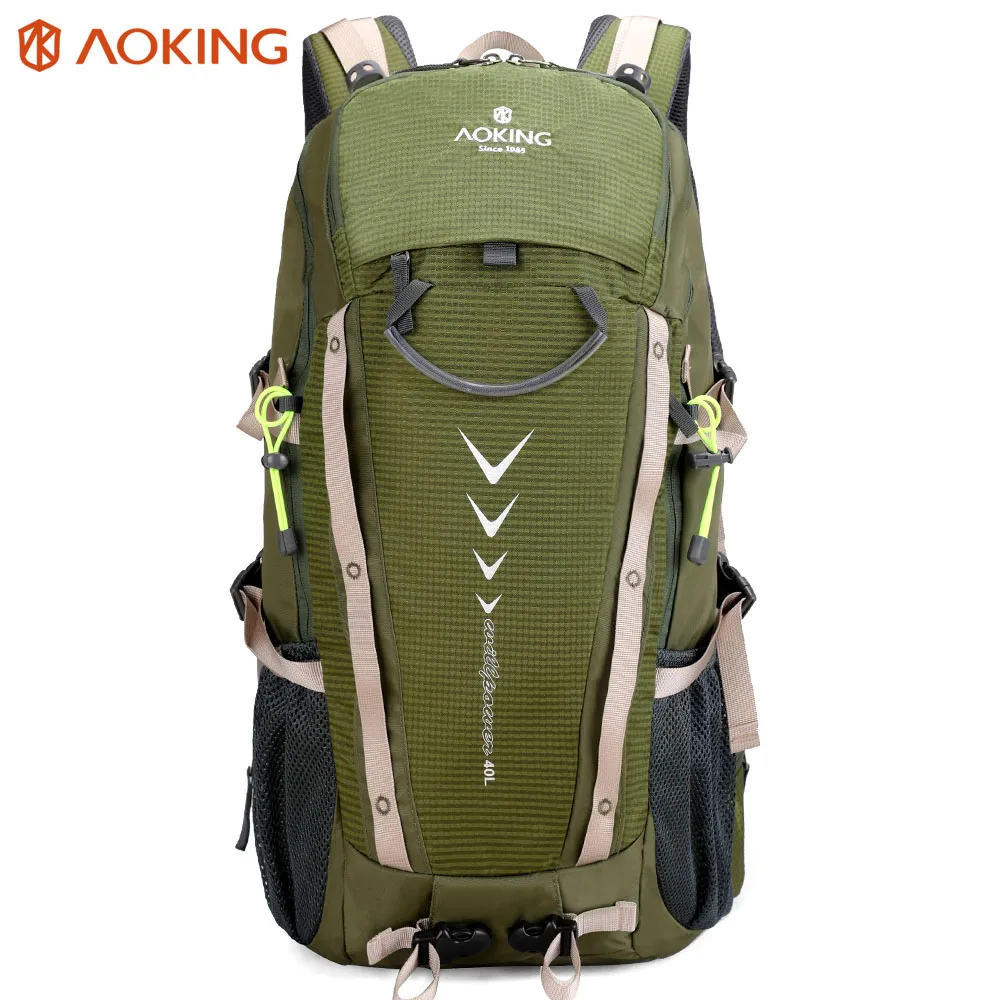 

Aoking 40L Large Travel Backpack With Reflector & Rain Cover Comfort Hiking Backpack For Man Safety Adjusted Buckle Backpack