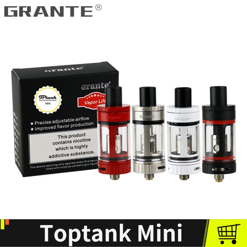 

Grante Toptank Mini Atomizer 4.0ml Top Refilling Tank With 510 Thread Sub ohm 0.5ohm SSOCC Coils 510 Drip Tip Vape Tank