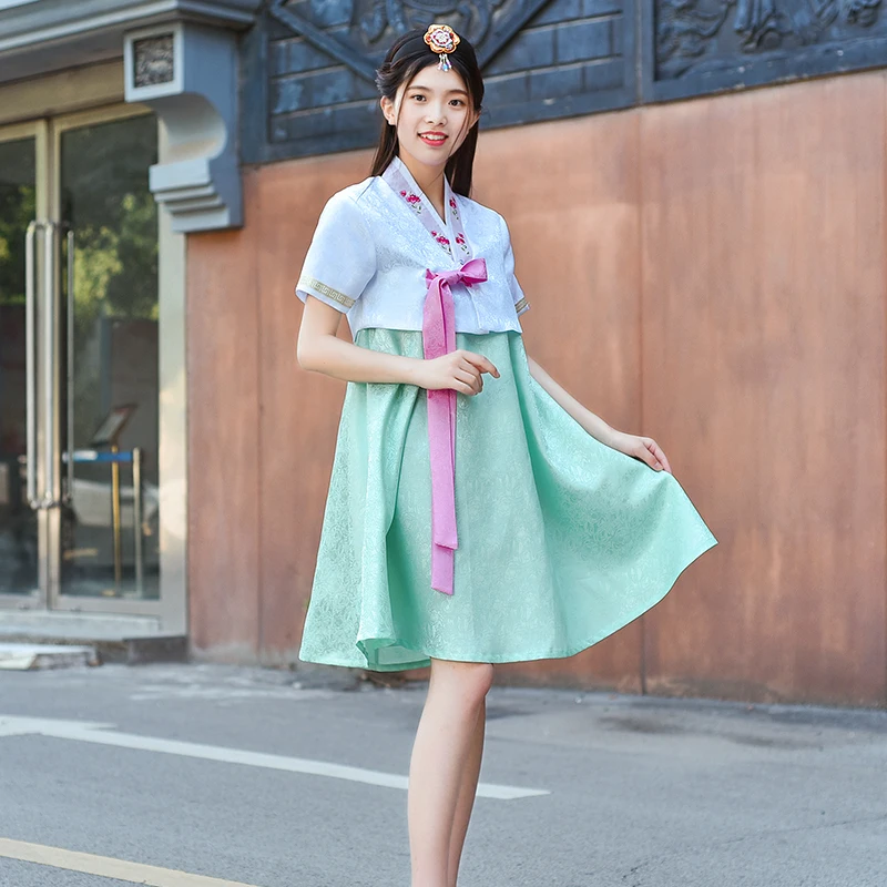 Корейский ханбок платье Женский Традиционный корейский дворцовый костюм "ханбок" древний свадебный вышитый наряд Восточный этнический для сцены - Цвет: as picture