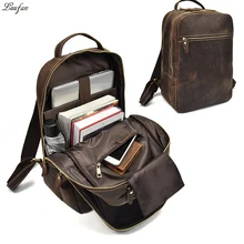 Многофункциональный рюкзак Crazy Horse из натуральной кожи для подростка, 15 дюймов, рюкзак для ноутбука, винтажный рюкзак, школьная сумка, большая дорожная сумка