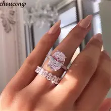 Choucong Обещание Кольца овальным вырезом 5A Камень Циркон 925 пробы серебро Обручение обручальное кольцо кольца для женщин палец ювелирные