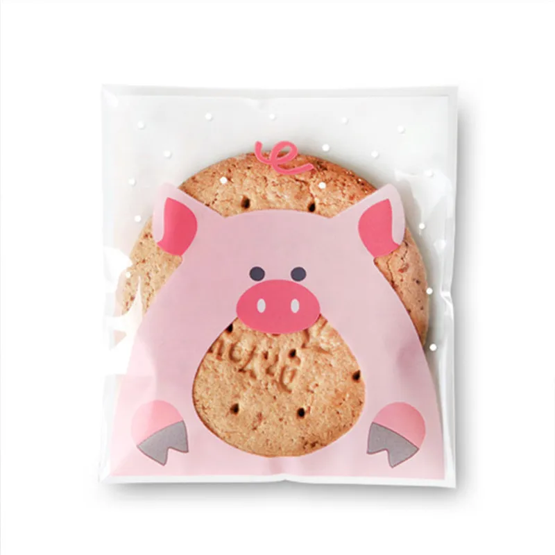 100 шт конфет мешок печенья мешок милый большой рот животное для печенья на день рождения или свадьбу подарочная упаковка для конфет сумки самоклеющиеся вечерние сувениры
