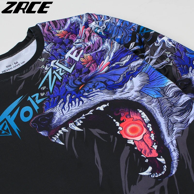 ZRCE 3D принт с животными Мужская футболка быстросохнущая фитнес-джоггеры Мужская модная Толстовка Рашгард высокое качество компрессионная рубашка