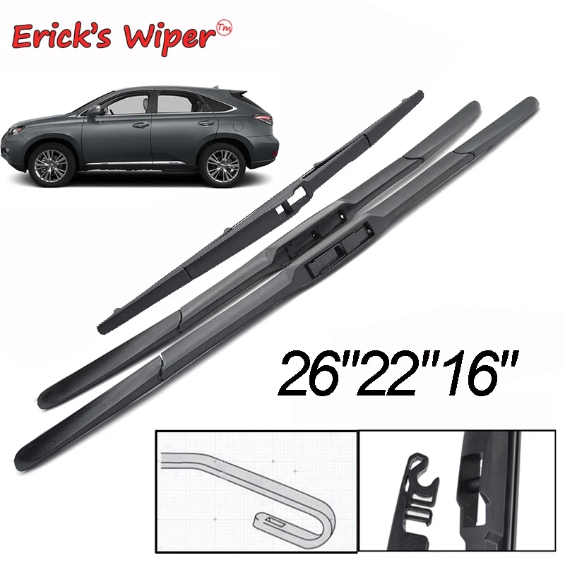 

Erick's Wiper Front & Rear Wiper Blades Set For Lexus RX450H RX350 AL10 2009-2015 Windshield Windscreen 26"22"16"