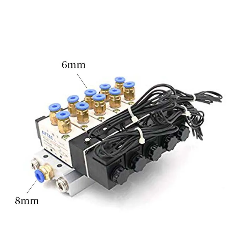 DC 12 В 24 В 5 Пневматический электромагнитный клапан 4V110-06 глушитель 4 мм 6 мм 8 мм 10 мм 12 мм быстрая установка базовый набор переменного тока 110 В 220 В 4V110 06 - Цвет: 6mm Fittings