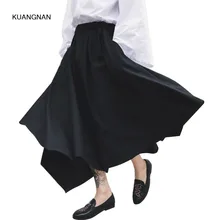 Для мужчин Для женщин Повседневная юбка Брюки для девочек модные в стиле панк мужские свободные широкие штаны-шаровары Япония Harajuku Street кимоно Мотобрюки