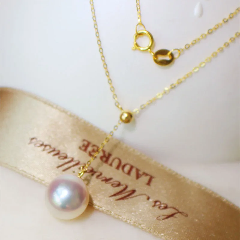 SINYA Trendy Multifunctional Pendant 8-8.5mm Pearl Pendant 18k Yellow Gold Chain& Akoya Pearl Pendant Necklace For Women Gift (3)