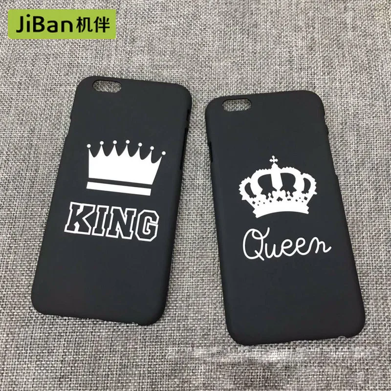 

JiBan KING Queen Tide Brand Mobile Phone Case For iPhone 6 6S Plus 7 8 Plus X Cases Crown Protector Matte PC Hard Shell 5S