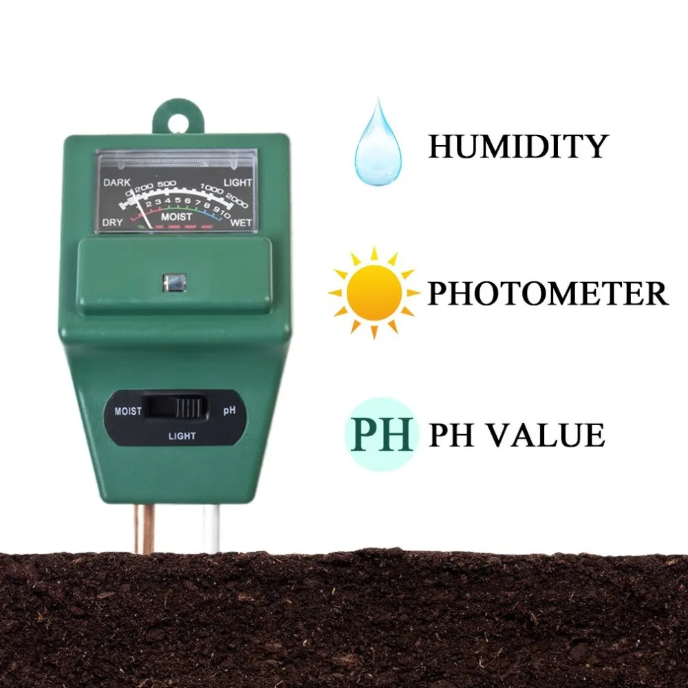 3 в грунте водонепроницаемый 1 PH Тест er детектор почвы водонепроницаемый Измеритель света датчик для садовое растение, цветок