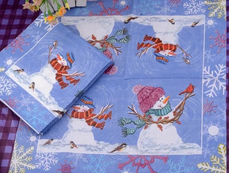 Еда-тертый декупаж рождественские бумажные салфетки Санта-Клаус Снеговик бумага ткани рождественские вечерние украшения дома отель магазин стола деко