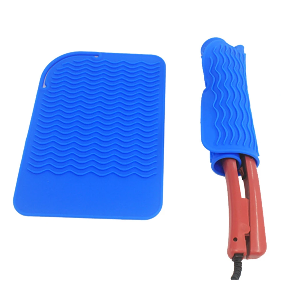 

Snap Fastener Heat Resistant Mat Anti Slip Travel For Hair Straightener Practical Silicone Durable Lightweight Wave Design Salon