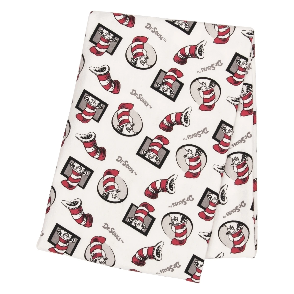 Trend Lab 30292 Dr. Seuss Cat in the Hat Flannel Swaddle Blanket (1)