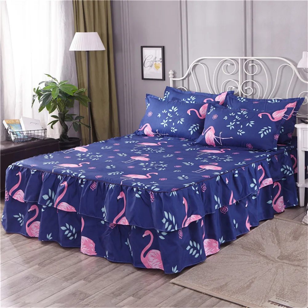 Высокое качество Фламинго кроватный подзор Нескользящая Защитная крышка нежной окантовкой кровать наборы постельного белья