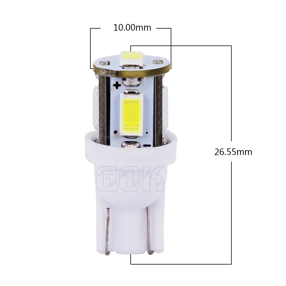 100 шт. Автомобильные светодиодные лампы T10 5SMD W5W t10 5led 192 168 194 5730 5630 SMD белые