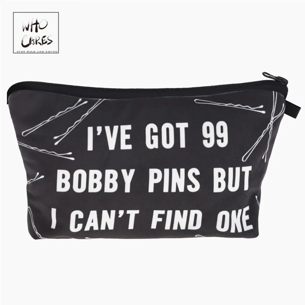 

Who Cares Fashion printing Letter 99 Makeup Bags Cosmetics Pouchs For Travel Ladies Pouch Women Cosmetic Bag