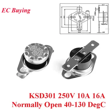 

5pc KSD301 250V 10A 16A Normally Open Thermostat Temperature Thermal Control Switch Sensor 40 50 60 70 80 90 100 110 120 130DegC