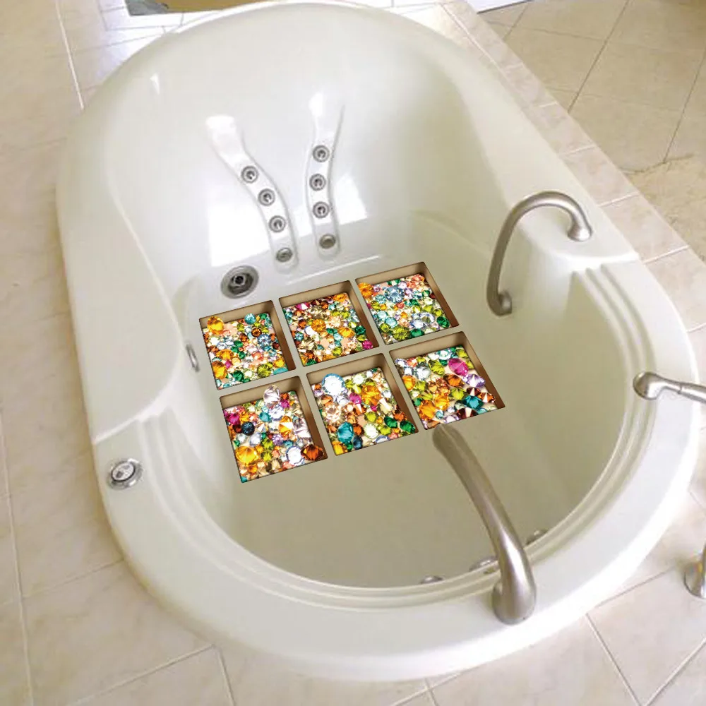 Новинка, забавная наклейка для ванной, 6 шт., 13x13 см, мультяшный рисунок, 3D, Нескользящая Ванна, аппликации для ванной, наклейка для ванной, ПВХ, настенная роспись, украшение для дома