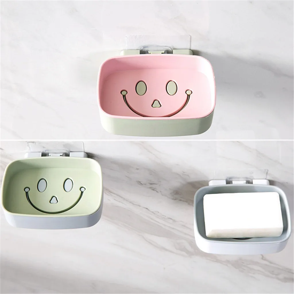 Smiley бесплатно пробивая мыльницы для ванны дренаж для мыла коробка мыльница настенный подвес настенный держатель для хранения Слива 5,17