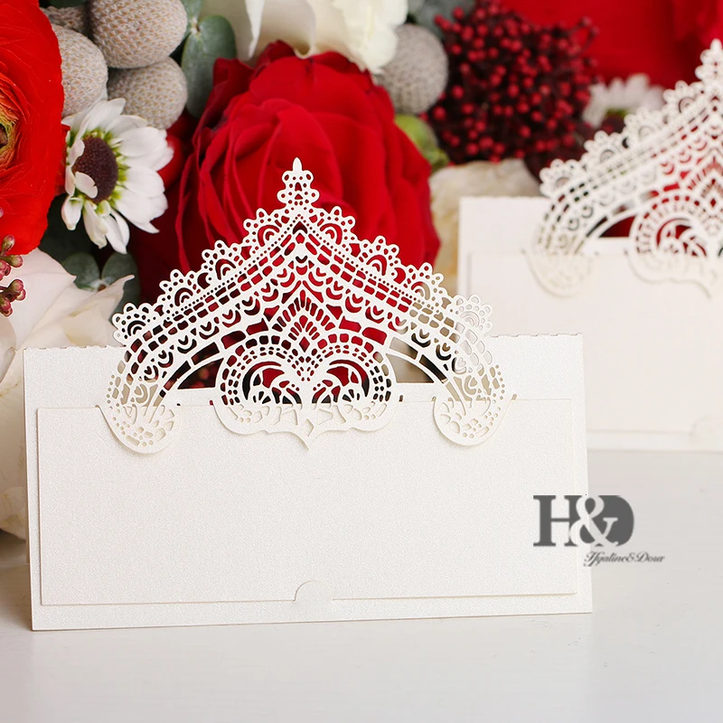От H& D(120 шт./лот короны вечерние именная табличка посадочные карточки Casamento сувениры, свадебные приглашения Декор queen платье принцессы вечерние по недорогой цене