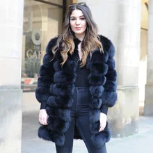 CX-G-A-236A, Новое поступление, Женское зимнее плотное пальто из настоящего меха лисы, меховая куртка лисица высокого качества, пальто, наряд