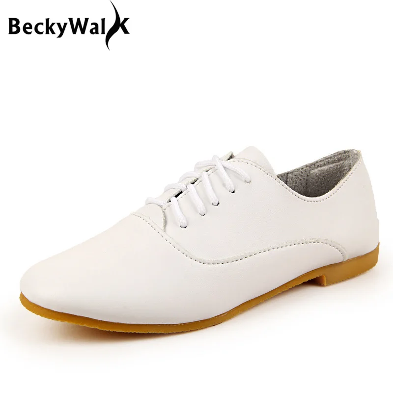 Black White Lace-up Women Shoes Genuine Leather Flat Heels Casual Shoes Woman Oxfords Leather Shoes for Spring Autumn WSH2002