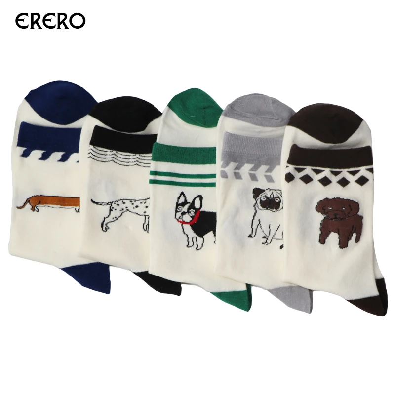 Efero/мужские хлопковые носки, Забавные милые носки, Зимние Носки с рисунком собаки, теплые носки для мужчин, модные короткие Компрессионные