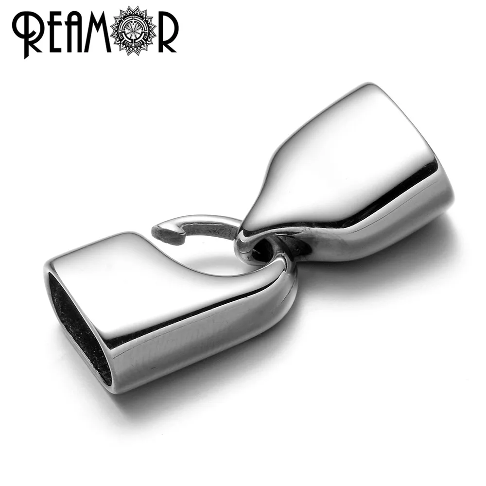 REAMOR 316L Stainless steel Hook Clasp For 10x5mm Licorice Leather Cord Men Bracelet Connectors Charms Jewelry Findings Making Jewelry Findings