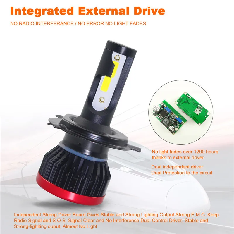 

kongyide Car Light 2PCS H8 H9 H11 EV7 200W 22000LM LED Headlights 6000K Front Bright Bulbs Kit 9-32 V dropship 19F25