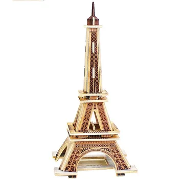 

DIY Kids 3D Wooden Puzzle Jigsaw Model Eiffel Tower Assembling Famous Architecture The Kits Educational Toys For Children