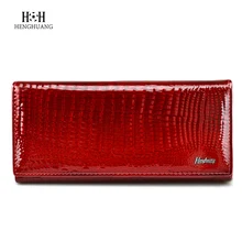 HH Alligator Womens Clutch Wallets Luxury Patent Crocodile Genuine Leather Ladies Clutch Purse Hasp Multifunctional Long Wallet