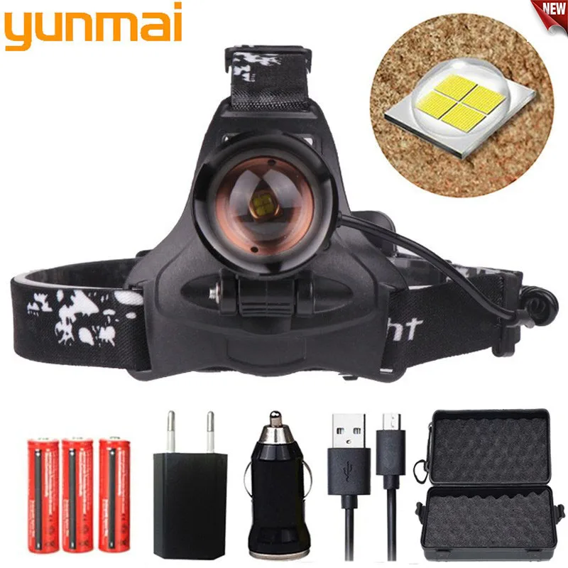 

yunmai 30W chip XHP70 Headlight 32000lum powerful Led headlamp zoom head lamp flashlight torch Lantern Head light for fishing