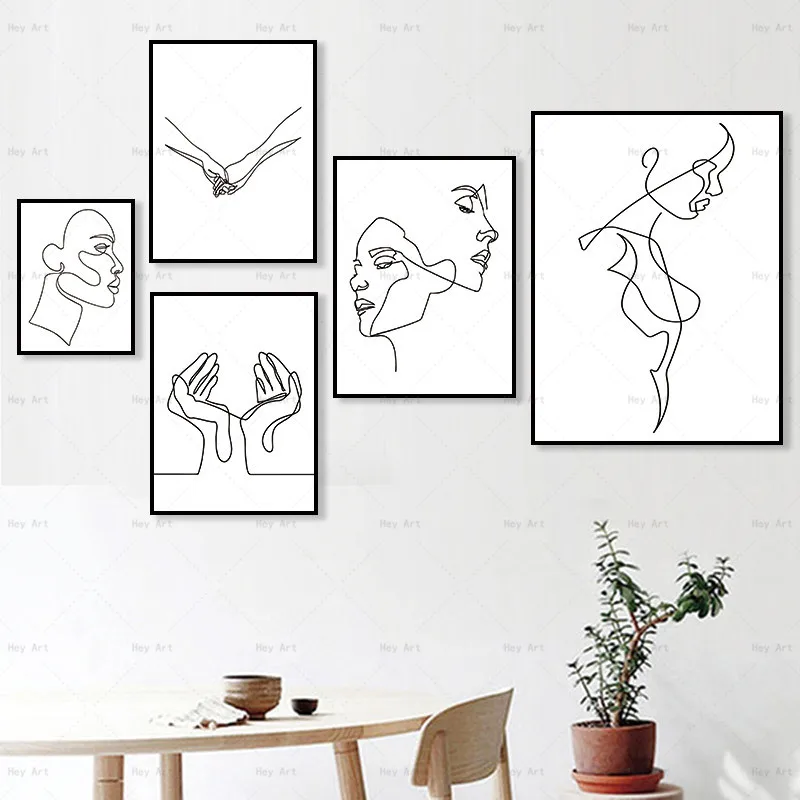 

Abstract Wall Art Unframed Canvas Painting Nordic Poster Modern Prints Line Drawing Figure Decorative Pictures for Living Room