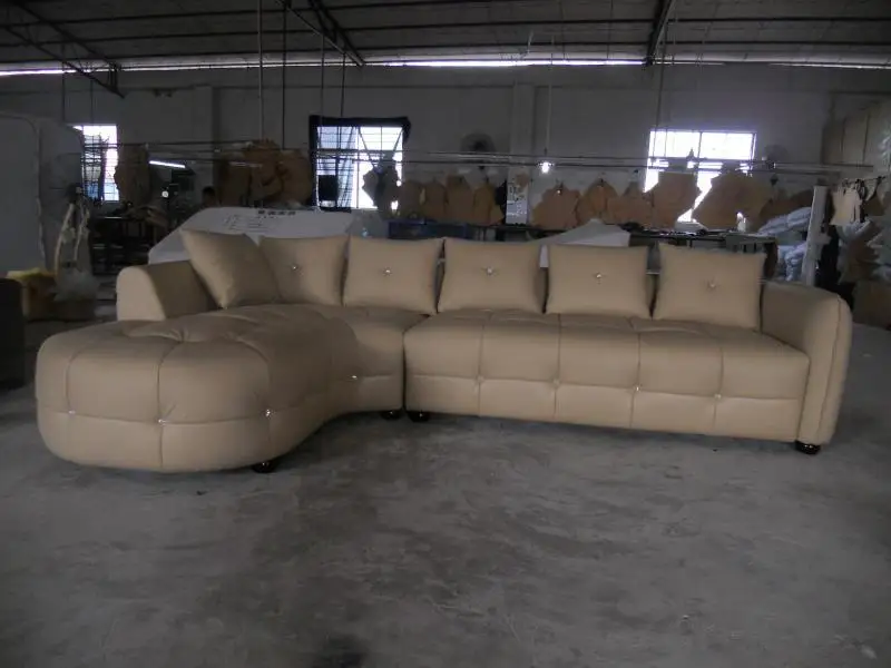 Image Modern home furniture living room leather sofa genuine leather sectional sofa set Chaise sofa triple seat leather sofa