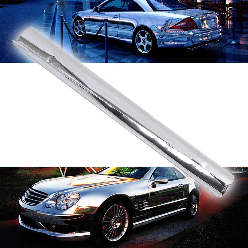 JX-LCLYL 12x60" 30*152CM DIY Car Vehicle 3D Vinyl Film Wrap Sticker Decal Silver Chrome