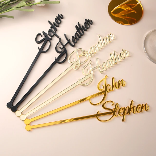 Personalized Heart Name Drink Stirrers Custom Swizzle Stir Sticks Happy  Mothers Day Birthday Table Decor Weddings, Engagement, Baby Showers