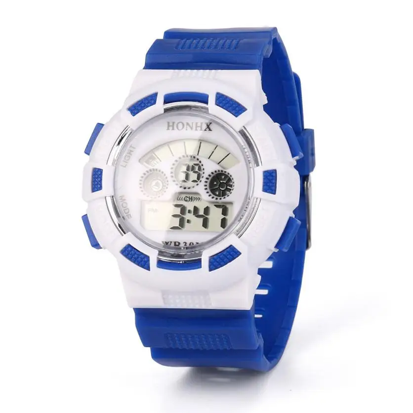Модные спортивные водонепроницаемые часы для мальчиков и девочек, светодиодный светильник, аналоговые цифровые наручные часы, мужские часы - Цвет: Blue