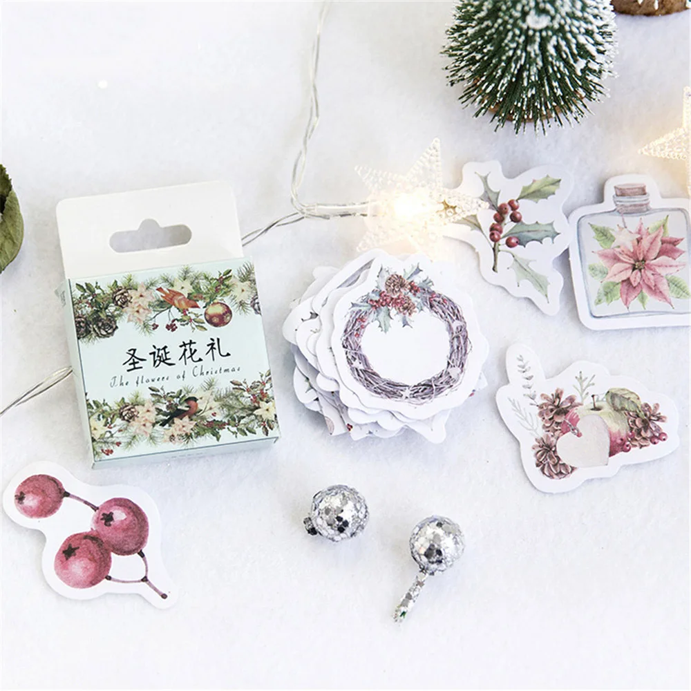 45 шт. Рождественские цветы подарок наклейки Kawaii Канцелярские Papeleria DIY Скрапбукинг