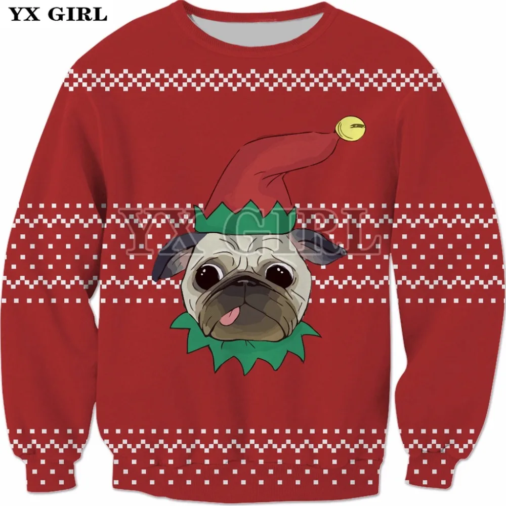 YX GIRL NEW A Dog With Christmas Hat 3D печатная толстовка с капюшоном Harajuku модная искусственная