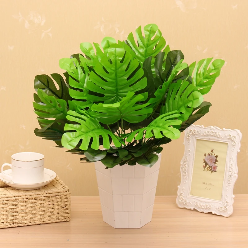 12 branch Artificial Turtle Tree Green Plants Home Decor Silk Flowers